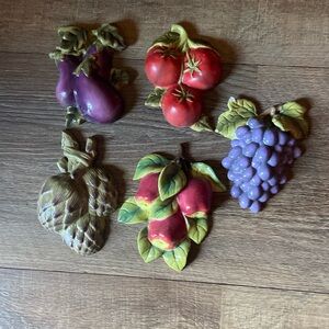 Vintage 3 Home interior 2 more  ceramic fruit wall hangers